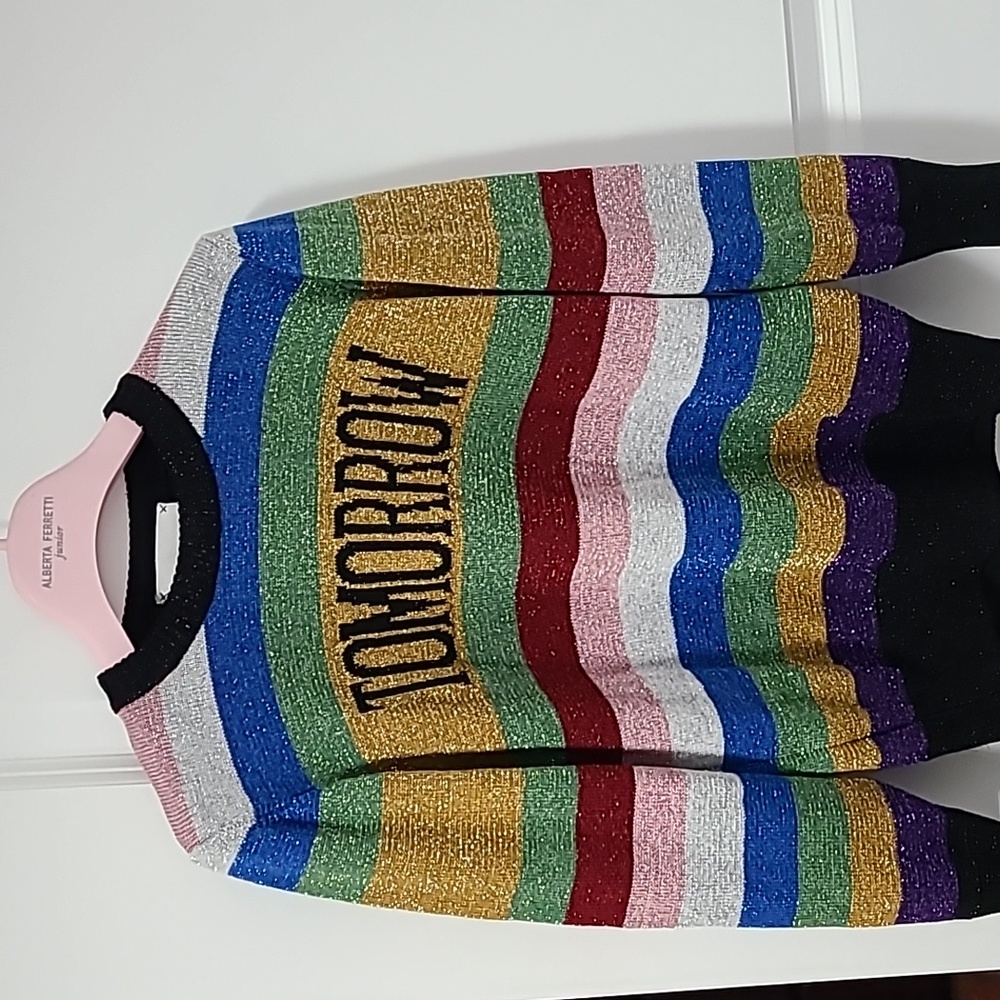 Alberta Ferrettu Junior Girls Glittery Striped Tomorrow Sweater